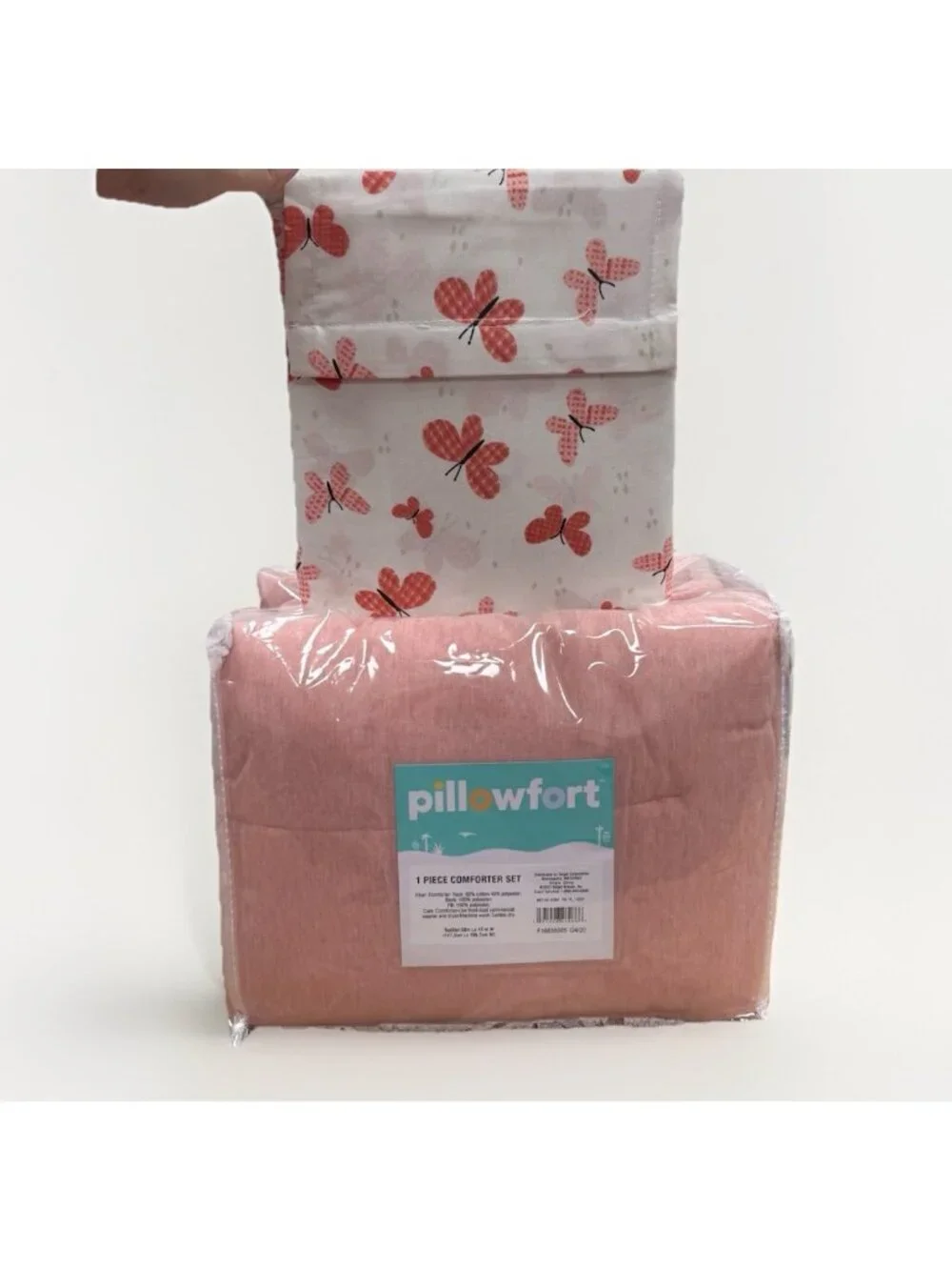 Pillowfort Toddler Girl's Channel Jersey Comforter in Pink & Butterfly Sheet Set